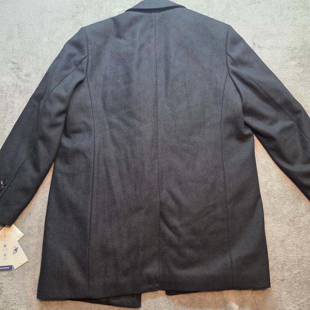 Dockers Overcoat Mens L Black Washable Wool Look Quilted Liner DM0RP903 Flaw - Picture 11 of 13